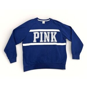 VS PINK Pink Size‎ M pullover sweatshirt Dog Logo Big Spell Out Navy Blue